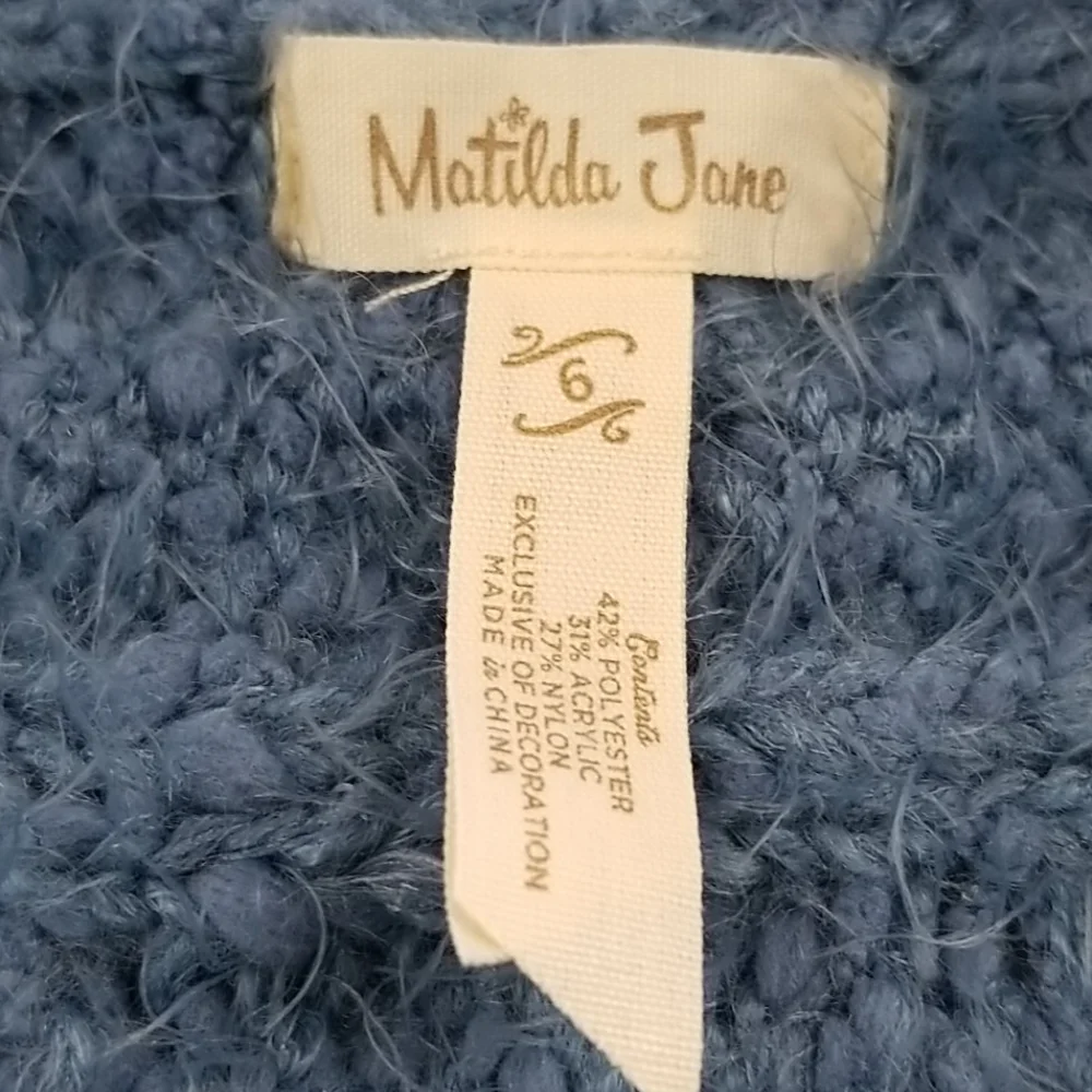Matilda Jane Mirror Image Poncho Sweater Vest Size 6 Blue/Pink